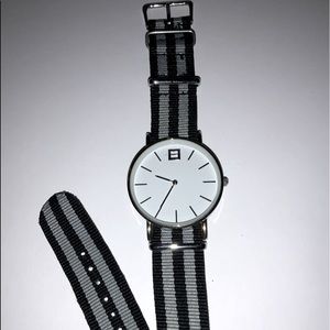 Watch. White faced Equal Rights Watch. Grosgrain Black/White band